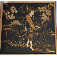 Batik scène op spierraam